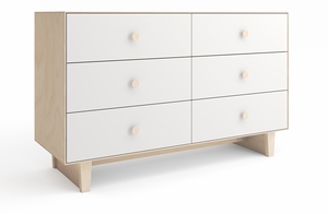 Oeuf 6 Drawer Dresser - Rhea - White/Birch
