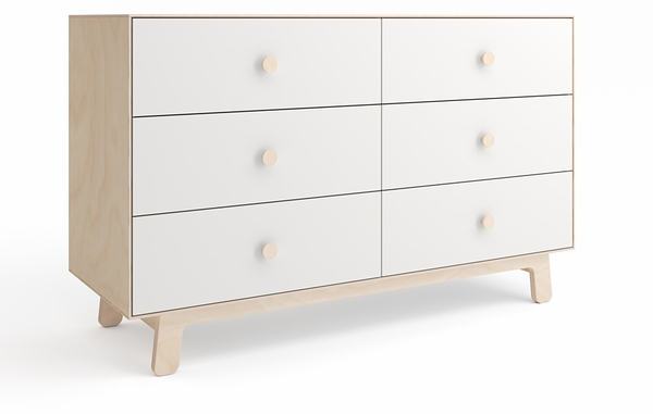 Oeuf 6 Drawer Dresser - Sparrow - White/Birch