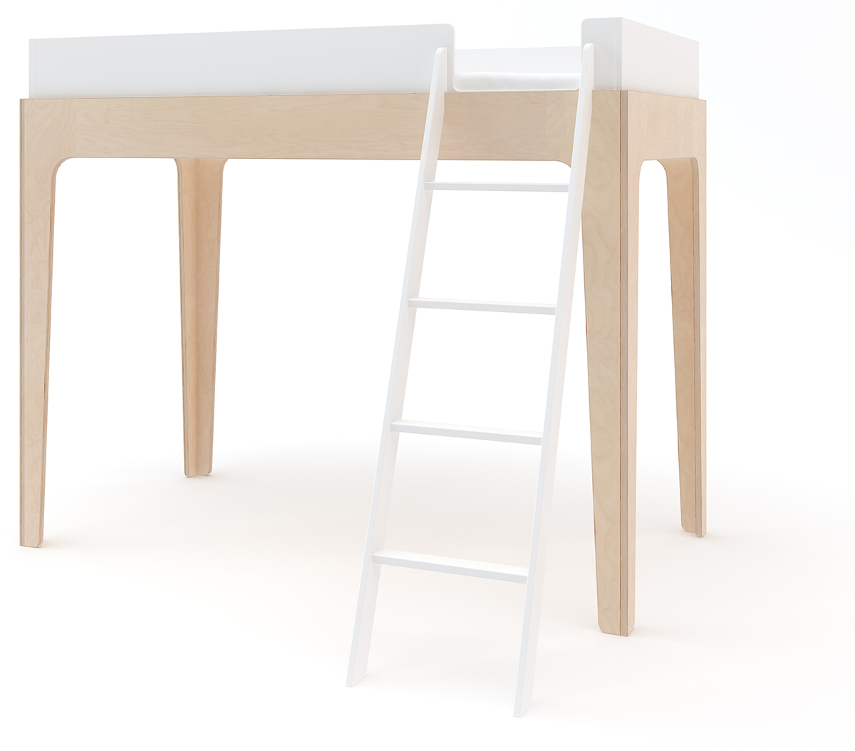Oeuf Perch Loft Bed Twin White/Birch