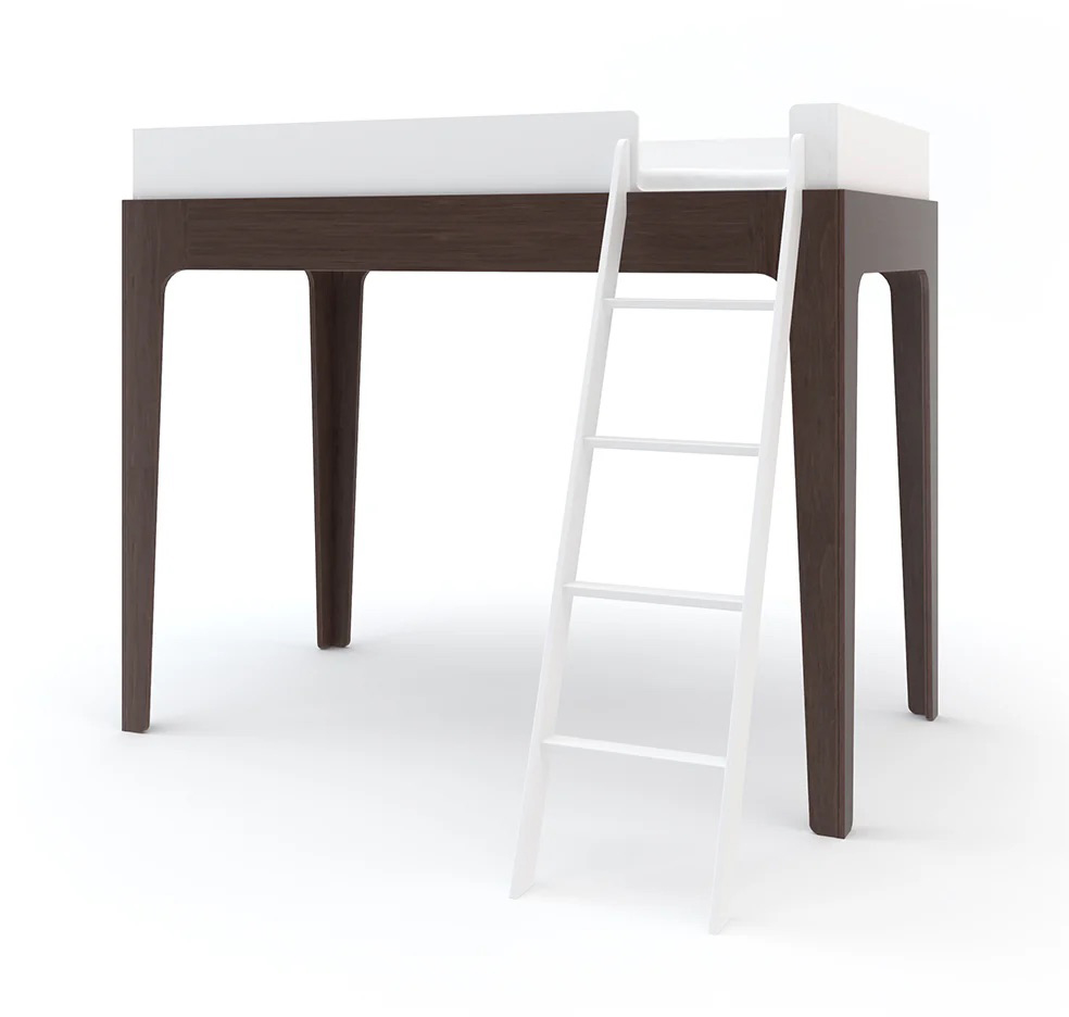 Oeuf Perch Loft Bed Twin White/Walnut