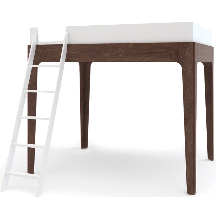 Oeuf Perch Loft Bed Full White/Walnut
