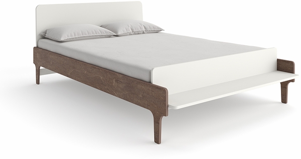 Oeuf River Full Bed - White/Walnut