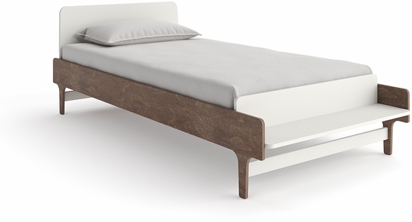 Oeuf River Twin Bed - White/Walnut