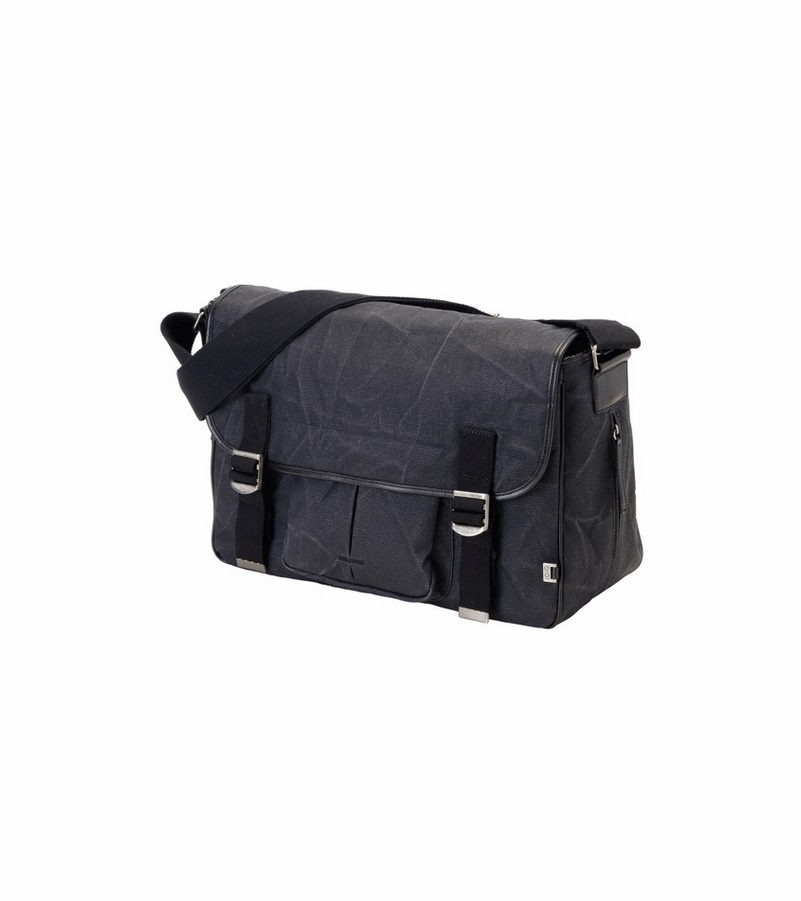 OiOi Black Waxed Canvas Diaper Bag