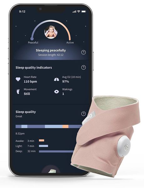 Owlet Dream Sock Smart Baby Monitor - Dusty Rose
