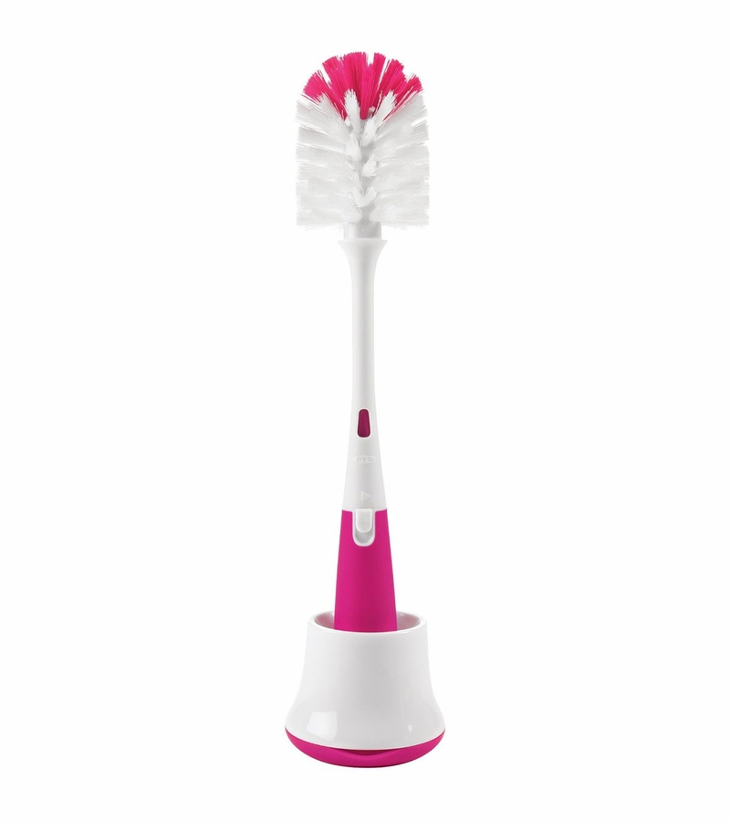 OXO Tot Bottle Brush with Nipple Cleaner & Stand Pink