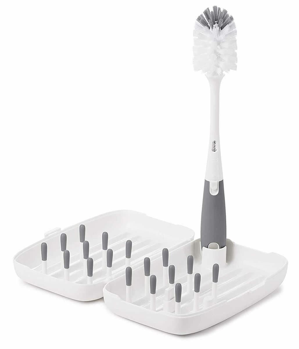 OXO Tot Onthego Drying Rack With Bottle Brush Gray