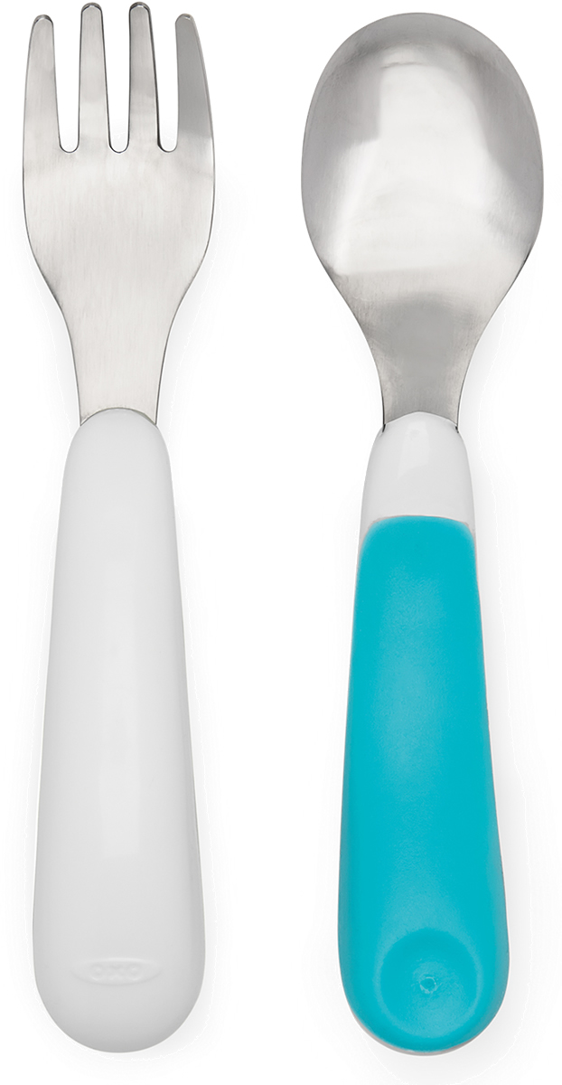 OXO Tot OntheGo Fork & Spoon Set Aqua