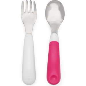 OXO Tot On-the-Go Fork & Spoon Set - Pink