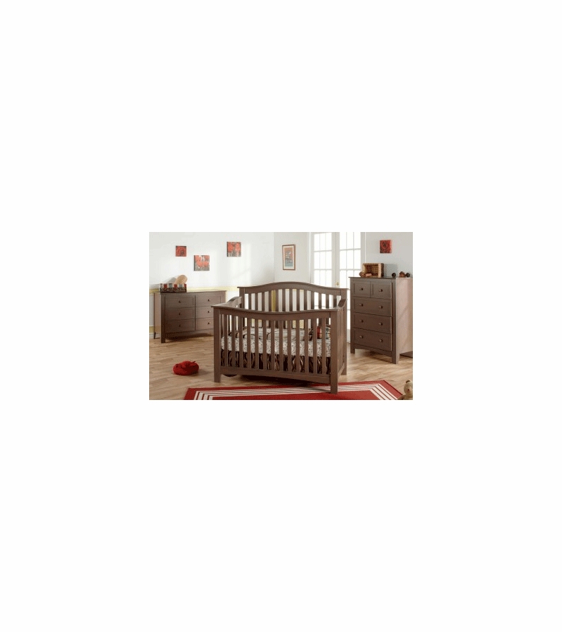 Pali Bolzano 3 Piece Nursery Set in Earth Crib, Double Dresser & 5