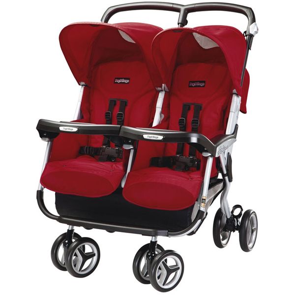 Peg Perego Aria Twin 60/40 Double Stroller Geranium