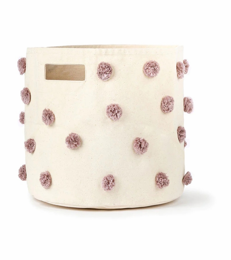 Petit Pehr Pom Pom Basket Bin Mauve