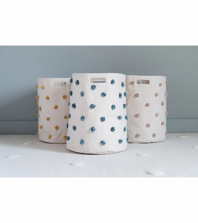 Petit Pehr Pom Pom Basket Hamper Deep Sea