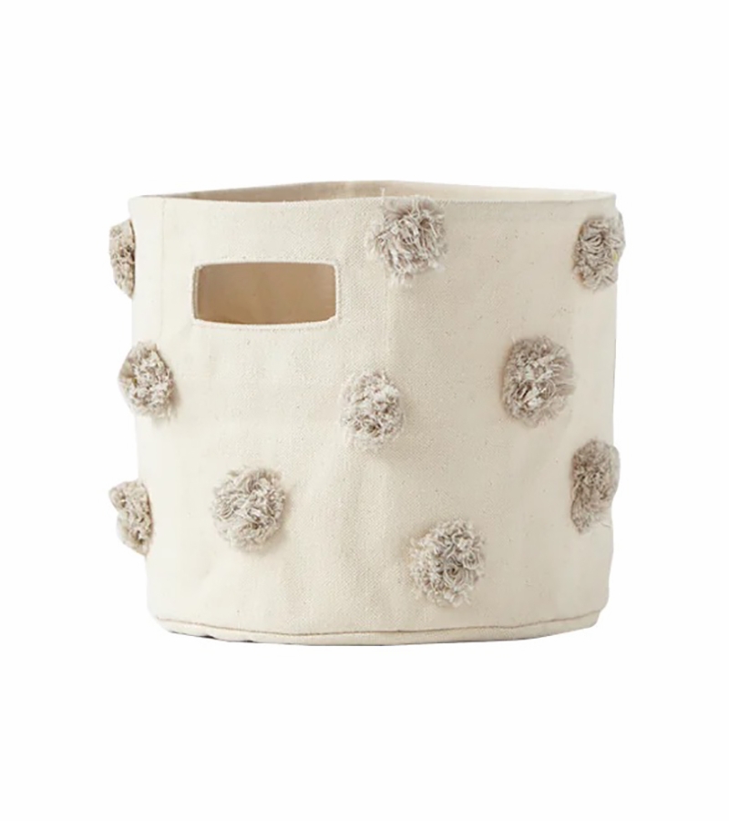 Petit Pehr Pom Pom Basket Mini Grey