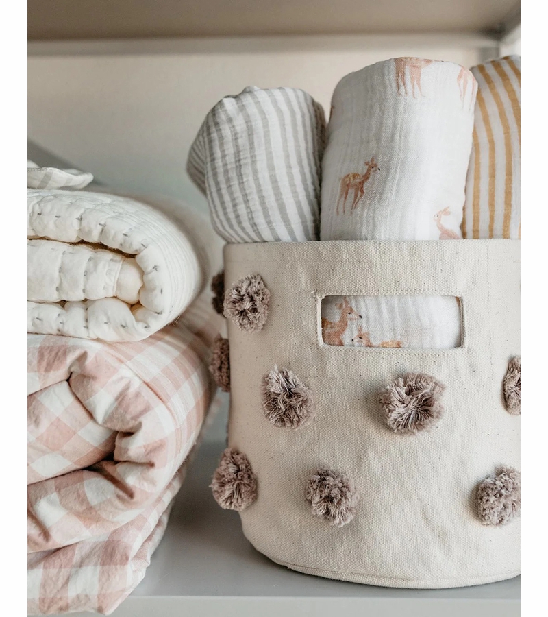 Petit Pehr Pom Pom Basket Mini Mauve