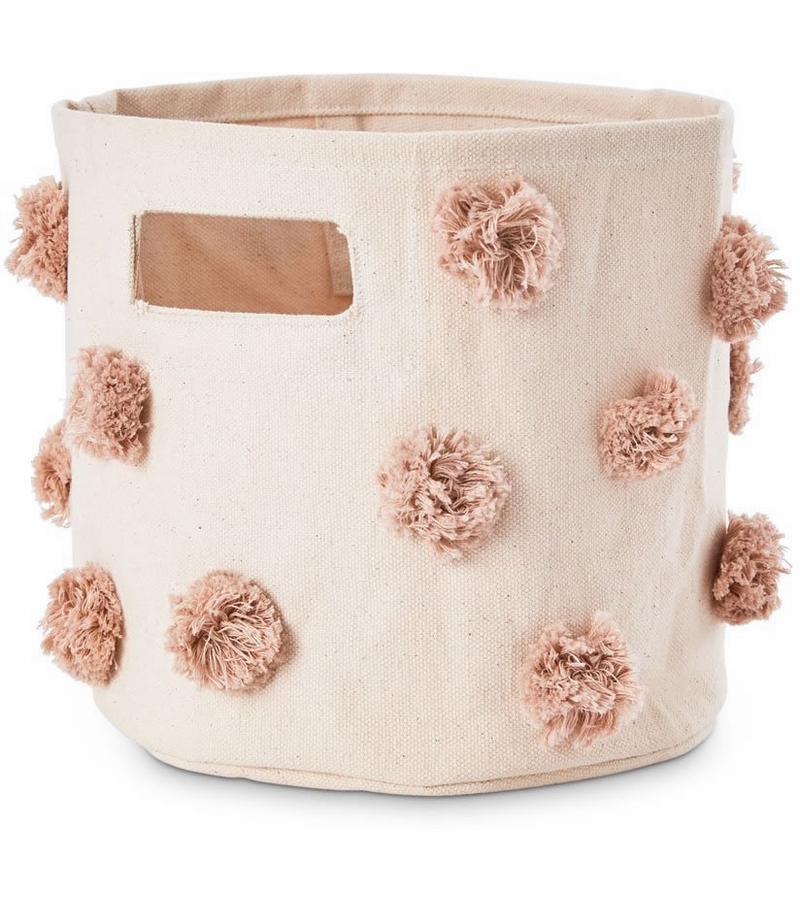 Petit Pehr Pom Pom Mini Storage Basket Rose Pink