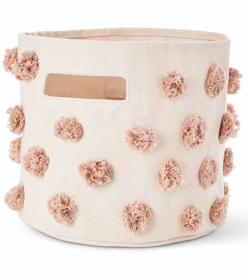 Petit Pehr Pom Pom Pint Storage Basket Rose Pink