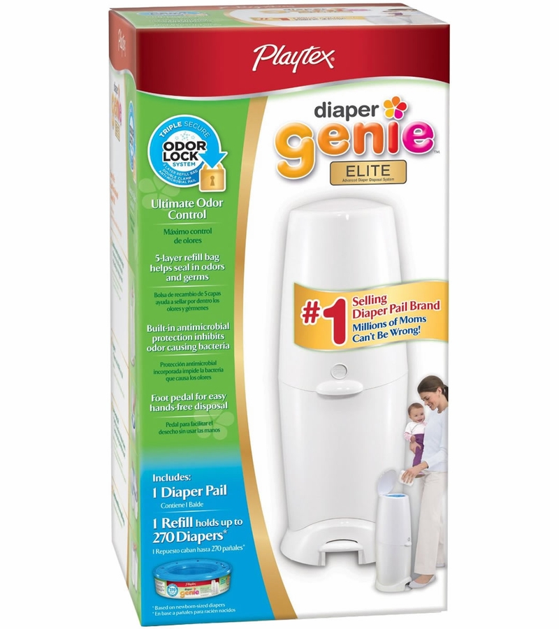 Playtex Diaper Genie Elite Diaper Disposal Pail White