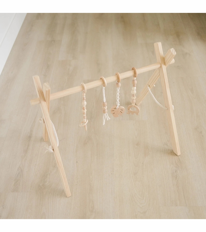 Poppyseed Play Wooden Baby Gym Natural / Macrame