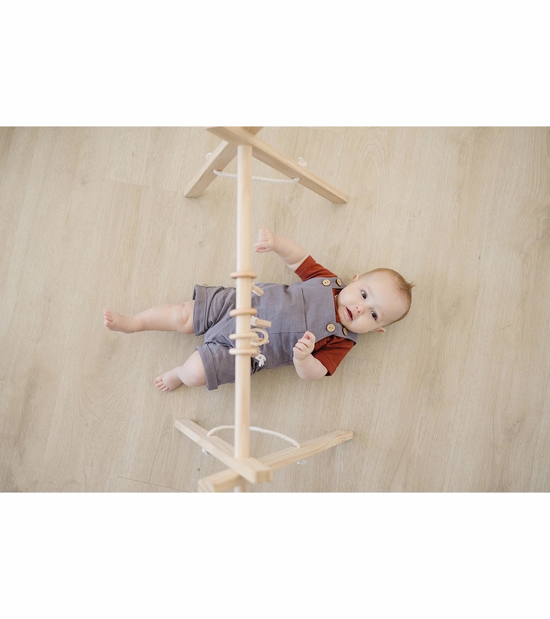 Poppyseed Play Wooden Baby Gym Natural / Macrame