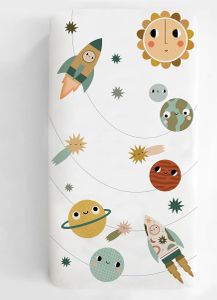 Rookie Humans Cotton Sateen Crib Sheet - Space Explorer