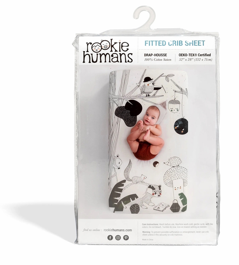 Rookie Humans Cotton Sateen Crib Sheet Woodland Dreams