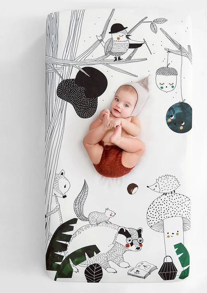 Rookie Humans Cotton Sateen Crib Sheet - Woodland Dreams