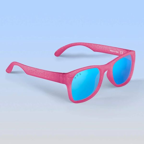 Roshambo Eyewear Polarized Toddler Sunglasses - Kelly Kapowski - Pink Glitter / Mirrored Blue (2-4 years)