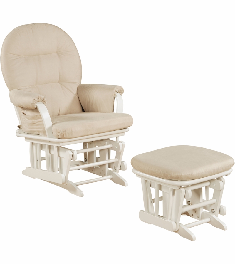 Shermag Glider and Ottoman in White 37GR103G20175