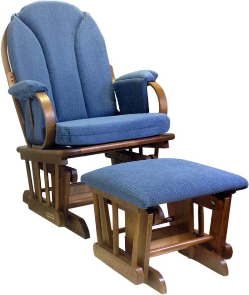 Shermag Glider Rocker and Ottoman Corduroy Blue