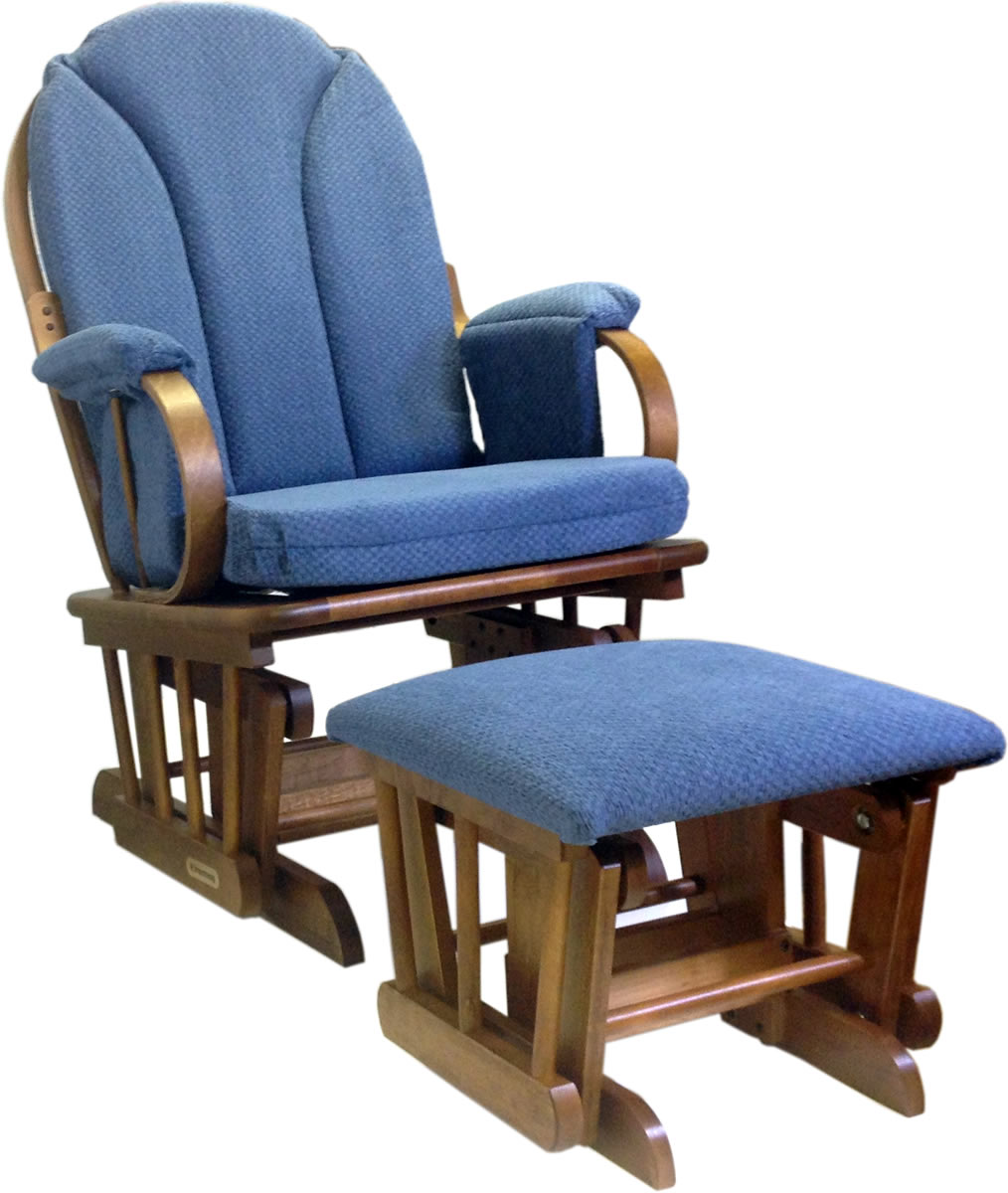 Shermag Glider Rocker and Ottoman Corduroy Blue