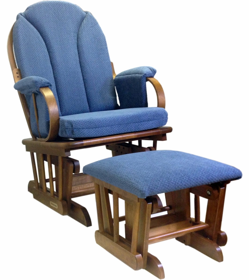 Shermag Glider Rocker and Ottoman Corduroy Blue