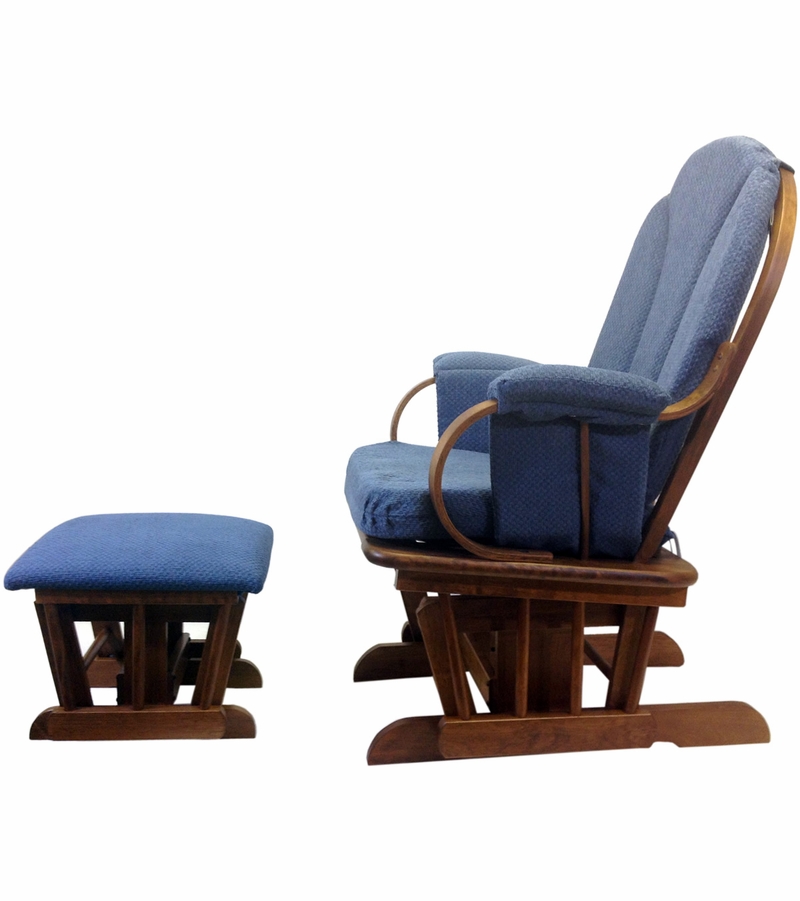 Shermag Glider Rocker and Ottoman Corduroy Blue