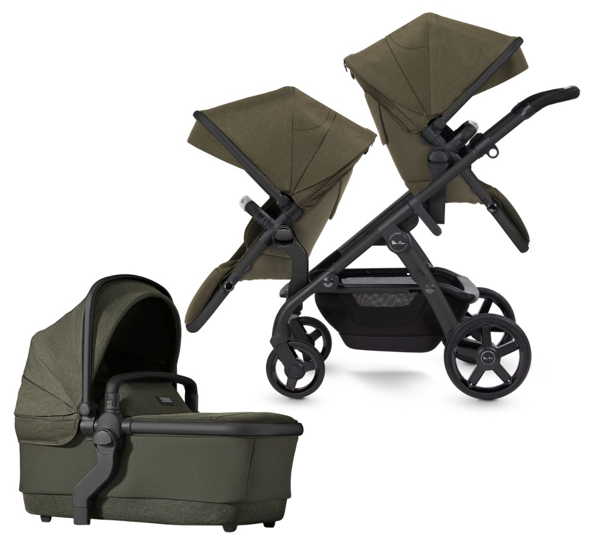 Silver Cross Wave Double Stroller Bundle Cedar