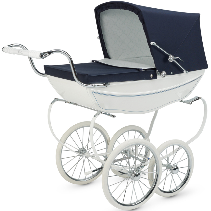 Silver Cross Oberon Toy Doll Pram White & Navy
