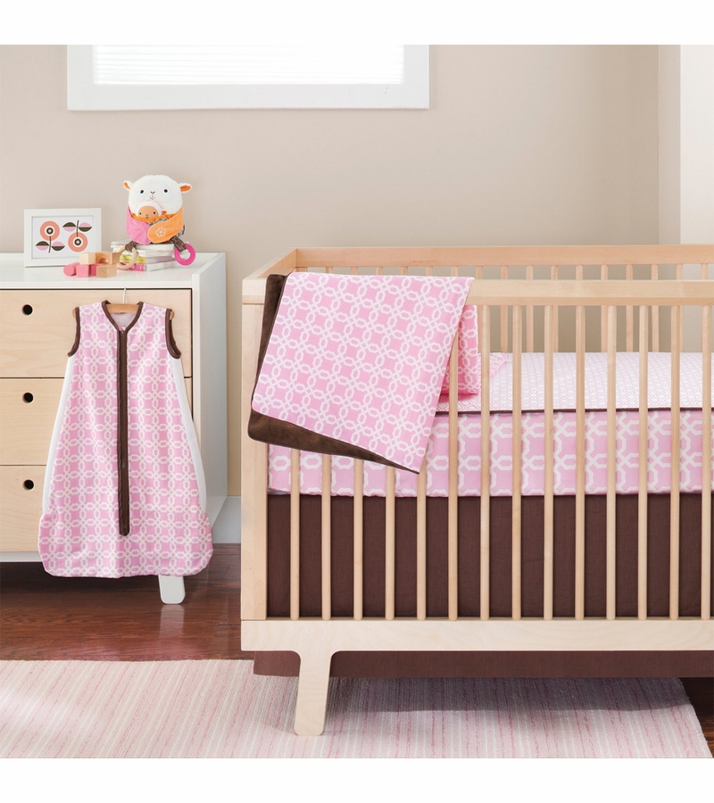 Skip Hop Complete Sheet 4 Piece Crib Set Pink Lattice