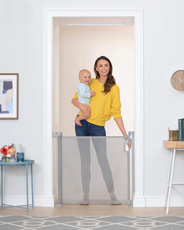 Skip Hop Playview Retractable Baby Gate Grey Mesh