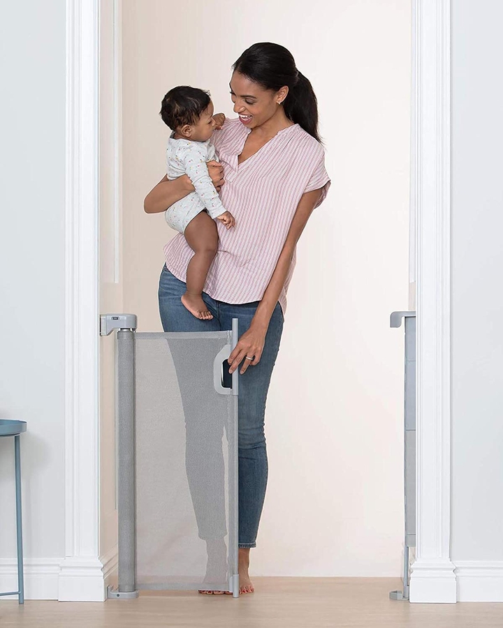 Skip Hop Playview Retractable Baby Gate Grey Mesh