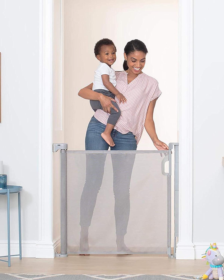 Skip Hop Playview Retractable Baby Gate Grey Mesh