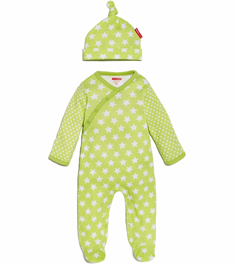 Skip Hop POP Print Footie & Hat Set Lime (Newborn)