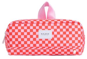 State Bags Clinton Pencil Case - Strawberry Check