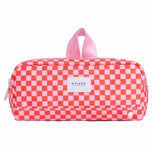 State Bags Clinton Pencil Case - Strawberry Check