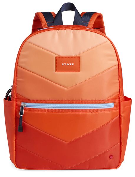 State Bags Kane Kids Backpack - Orange Chevron Puffer