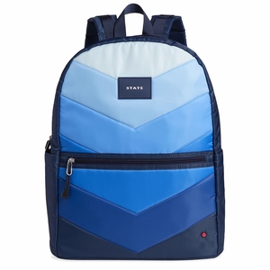 State Bags Kane Kids Large Backpack - Blue Chevron Puffer