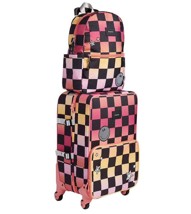 State Bags Kane Kids Travel Backpack Pink Checkerboard