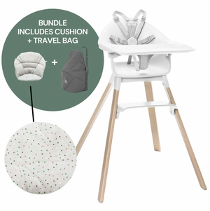 Stokke Clikk High Chair Cushion & Travel Bag Bundle - White / Grey Sprinkle