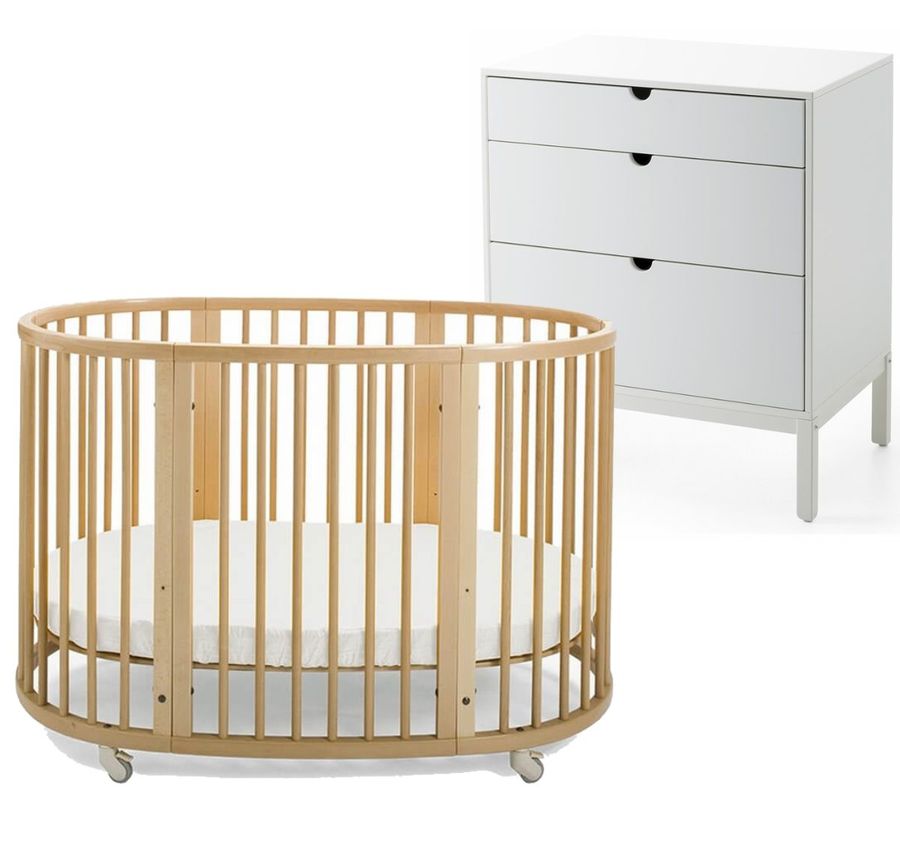 Stokke Sleepi Crib + Home Dresser Bundle Natural / White