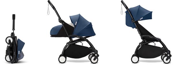 Stokke YOYO3 Ultra Compact Complete 0+/6+ Stroller Bundle - Black / Air France Blue