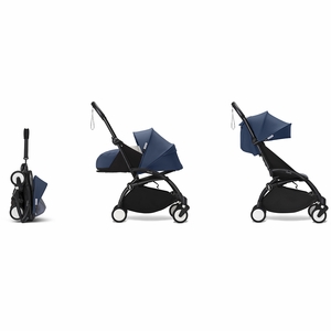 Stokke YOYO3 Ultra Compact Complete 0+/6+ Stroller Bundle - Black / Air France Blue