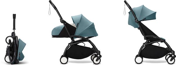 Stokke YOYO3 Ultra Compact Complete 0+/6+ Stroller Bundle - Black / Aqua